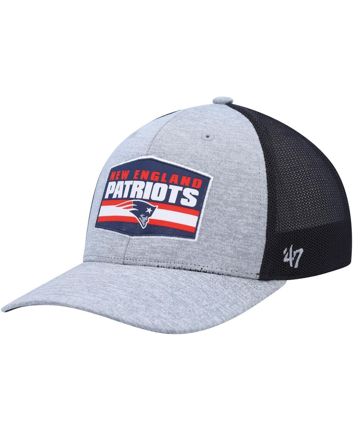 Men's '47 Heathered Gray/Navy New England Patriots Motivator Flex Hat, Size: Medium/Large, Grey Product Image