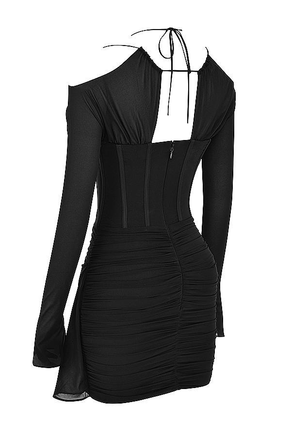 Gianna  black real silk corset mini dress Product Image