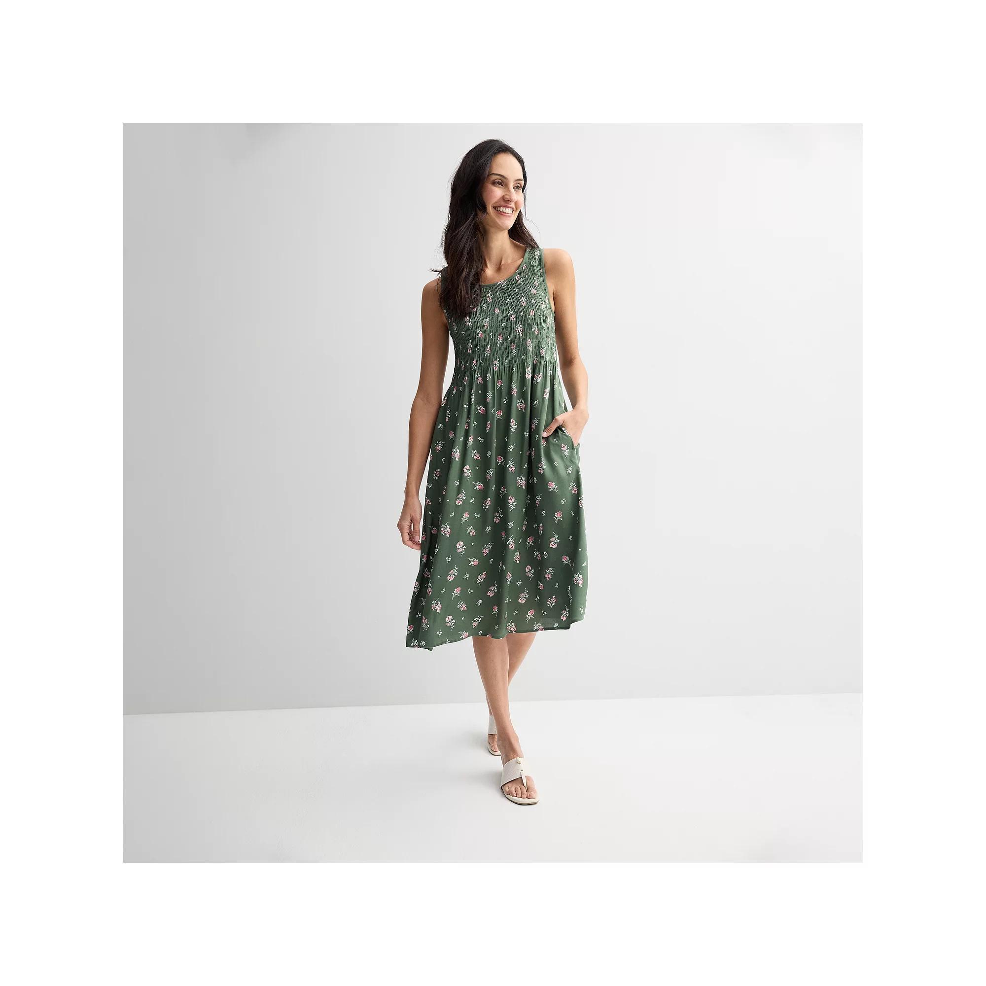 Women's Croft & Barrow® Smocked Midi Dress, Size: Small, Blue Paisley Product Image