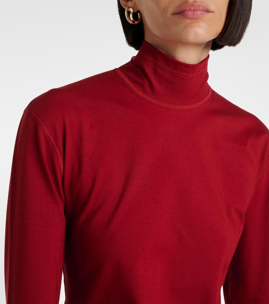 BOTTEGA VENETA Cotton-blend Jersey Turtleneck Top In Red Product Image