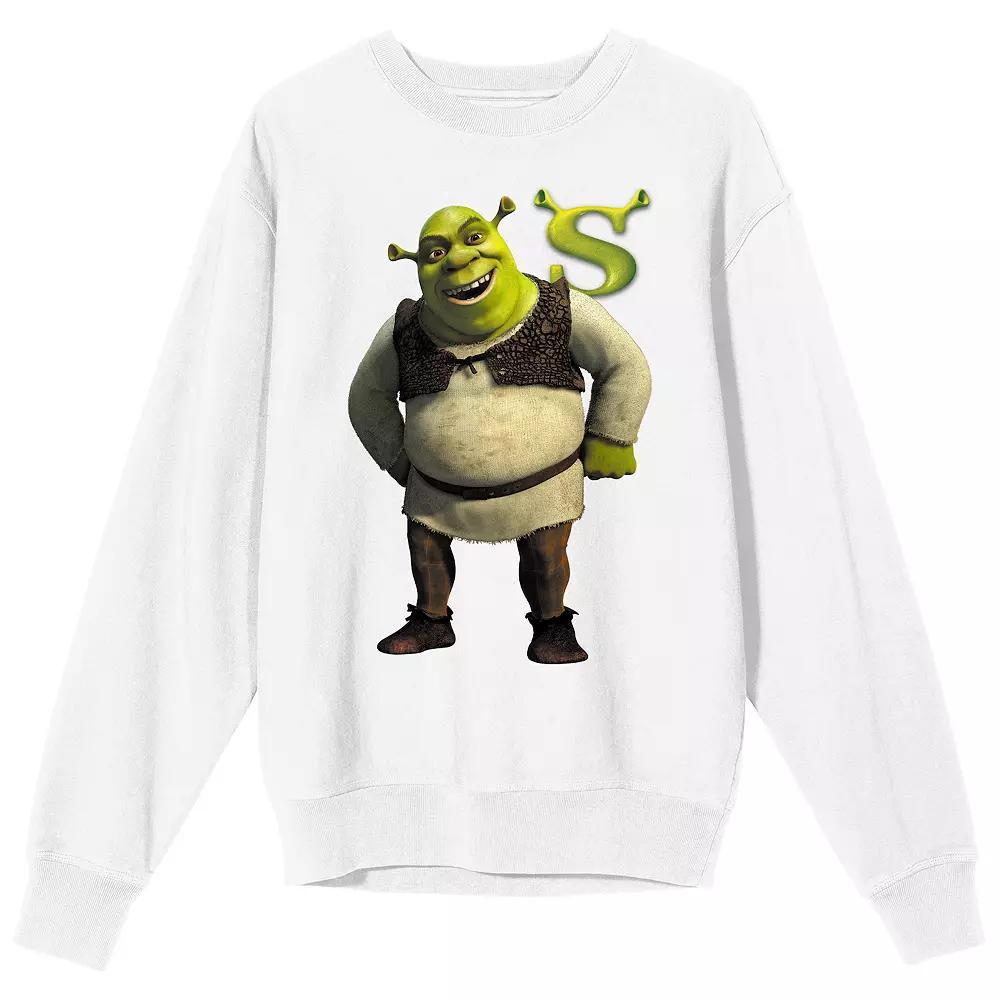 Men's Shrek Pose Long Sleeve Graphic Tee, Size: Large, White Product Image