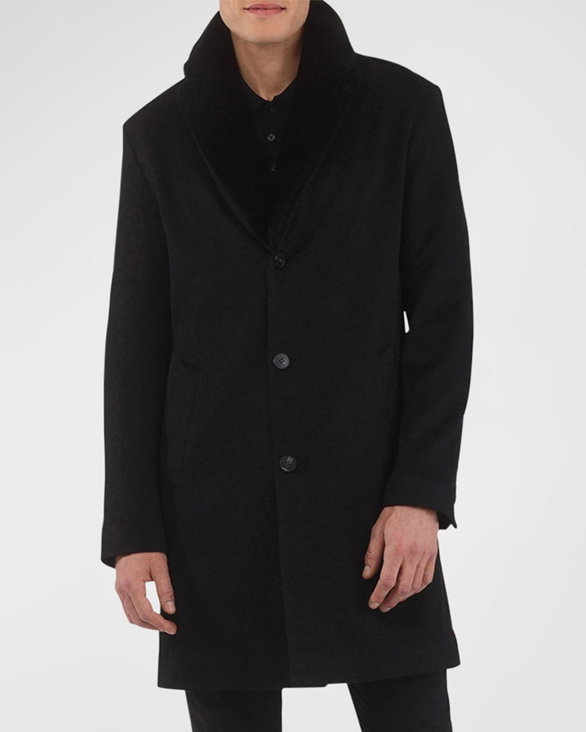 Mens Loro Piana Cashmere Short Coat with Detachable Lamb Shearling Collar Product Image