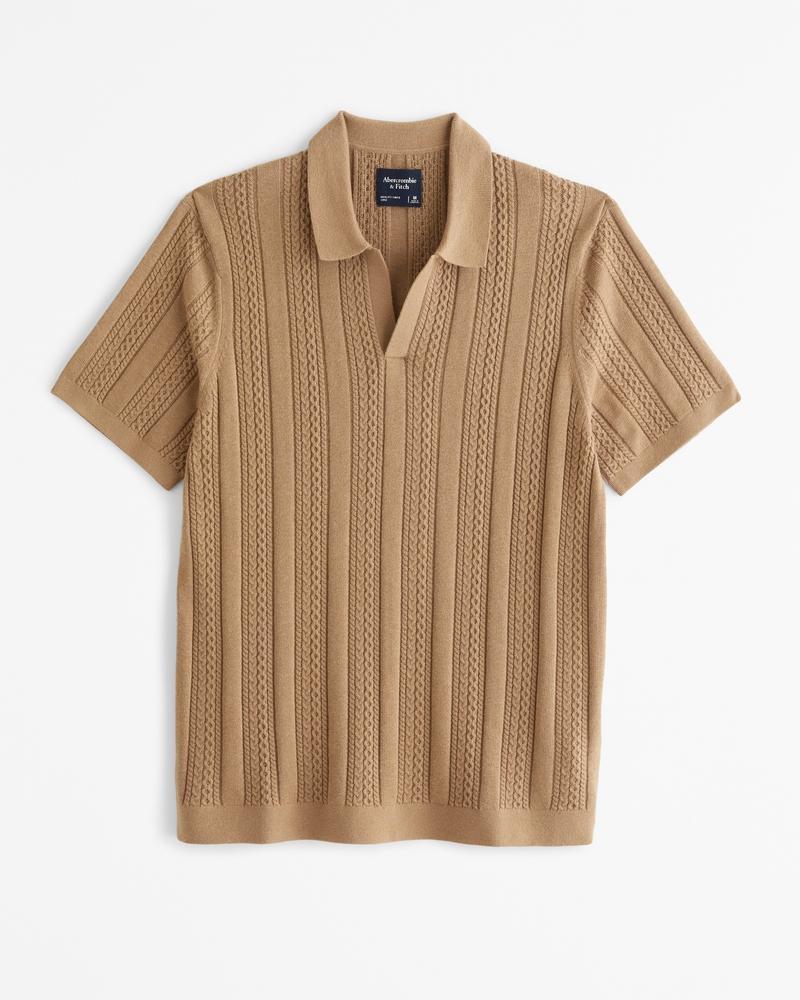Cable Stitch Johnny Collar Sweater Polo Product Image