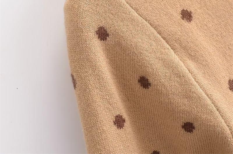 Round Neck Dotted Cardigan Product Image