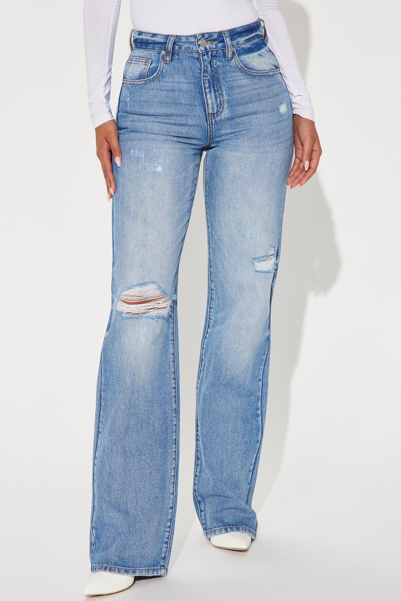 Tall Yodit Ripped Straight Leg Jeans - Medium Wash Product Image