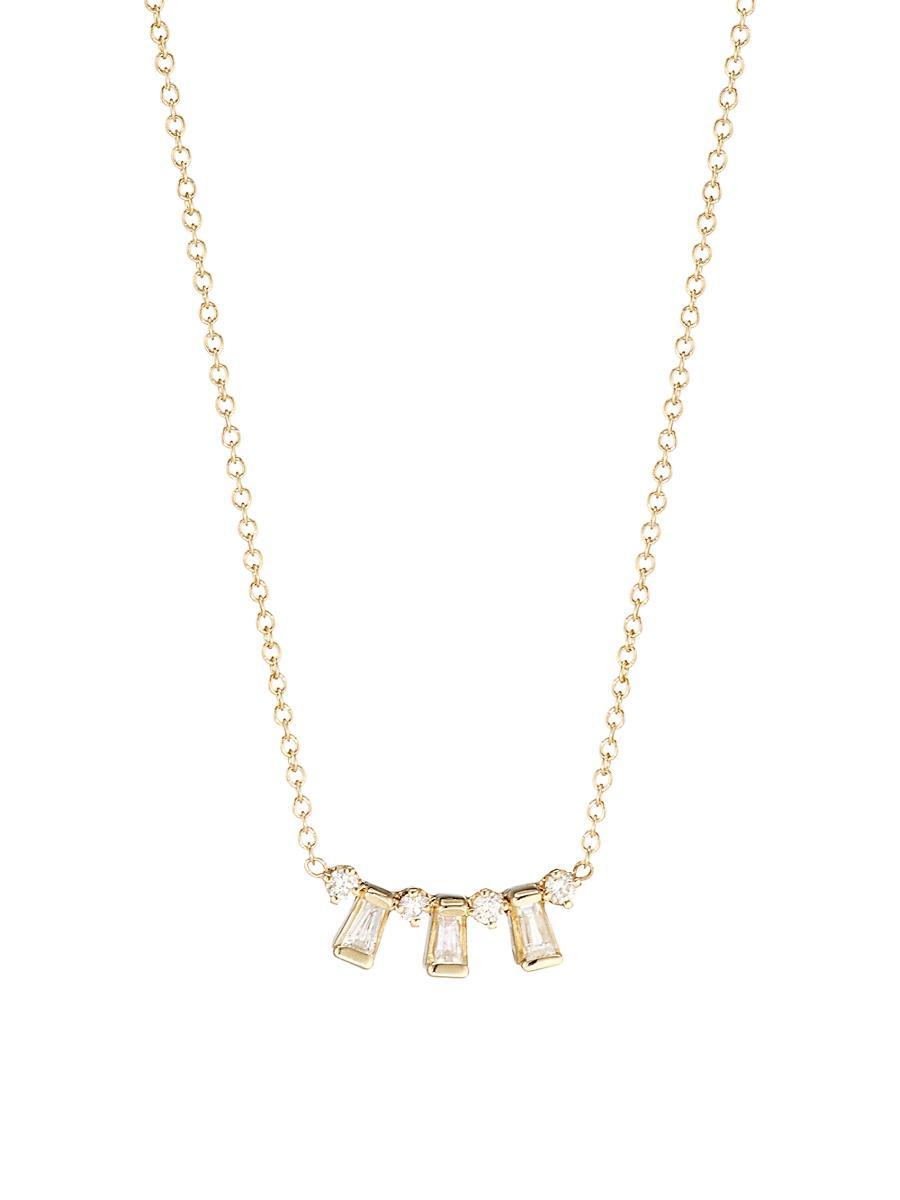 Womens Baguette Diamonds 14K Gold & Diamond Alternating Baguette Necklace Product Image