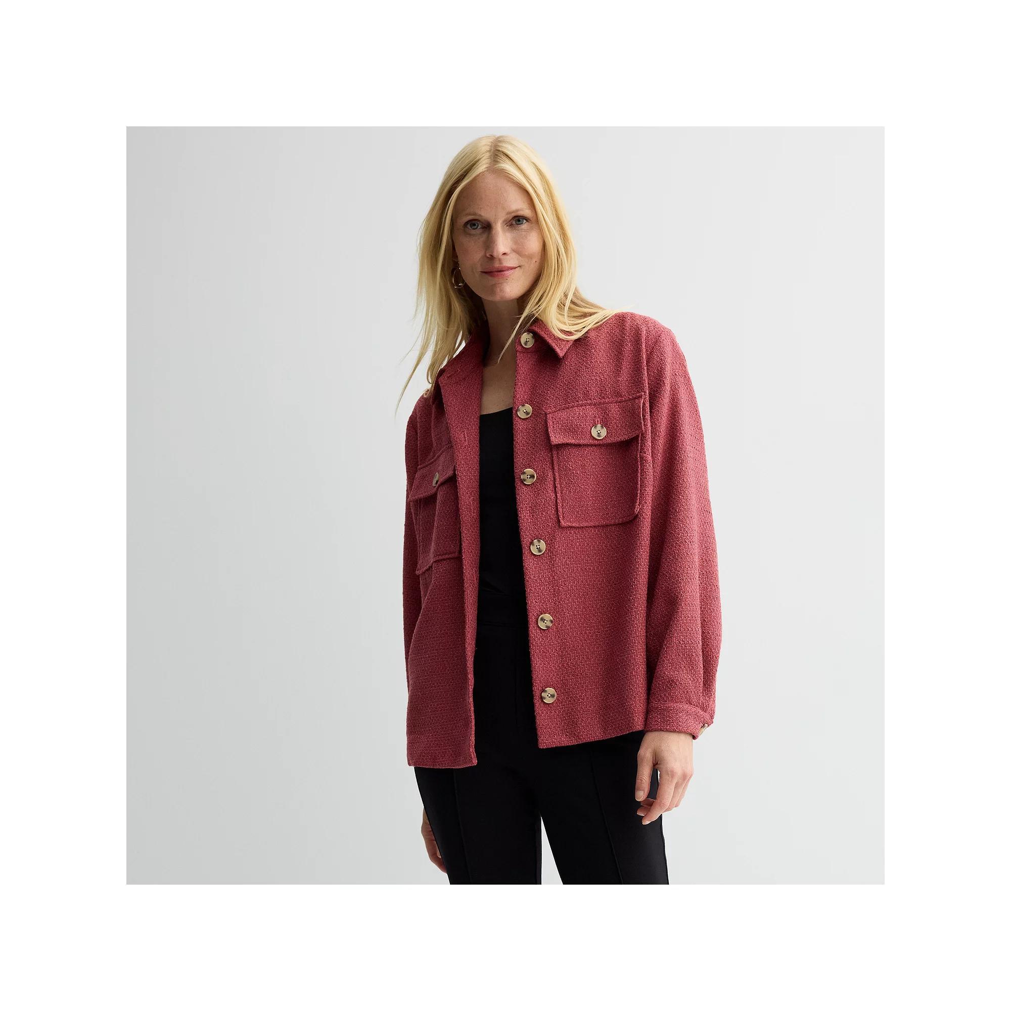 Womens Nine West Button-Front Shacket Just Pink Product Image