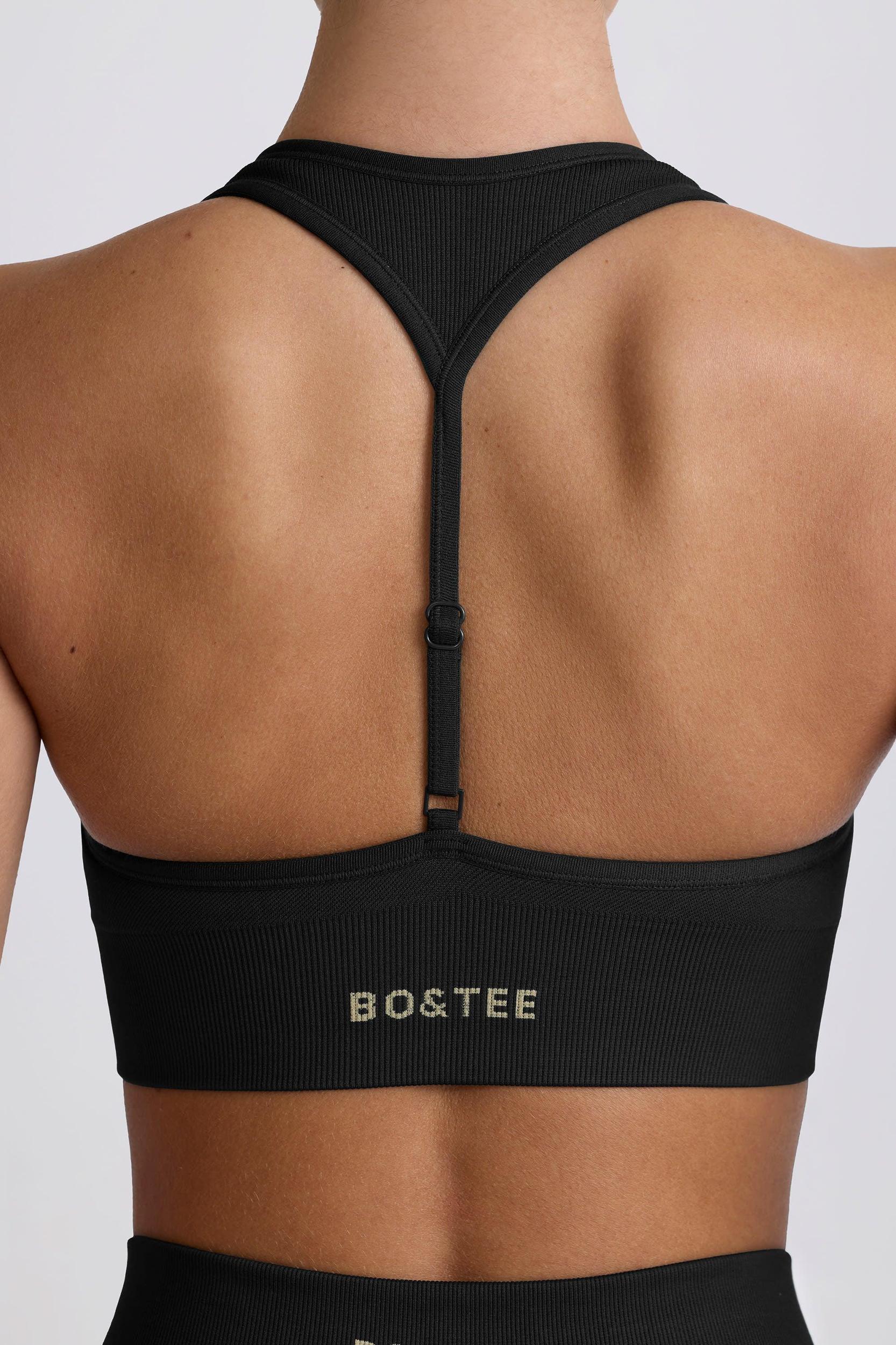 Super Sculpt Seamless T-Back Sports Bra in Black Product Image
