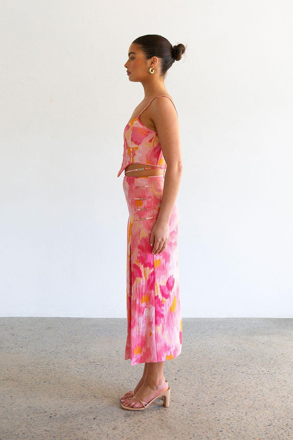 Serralina Midi Skirt - Pink Gerbera Product Image