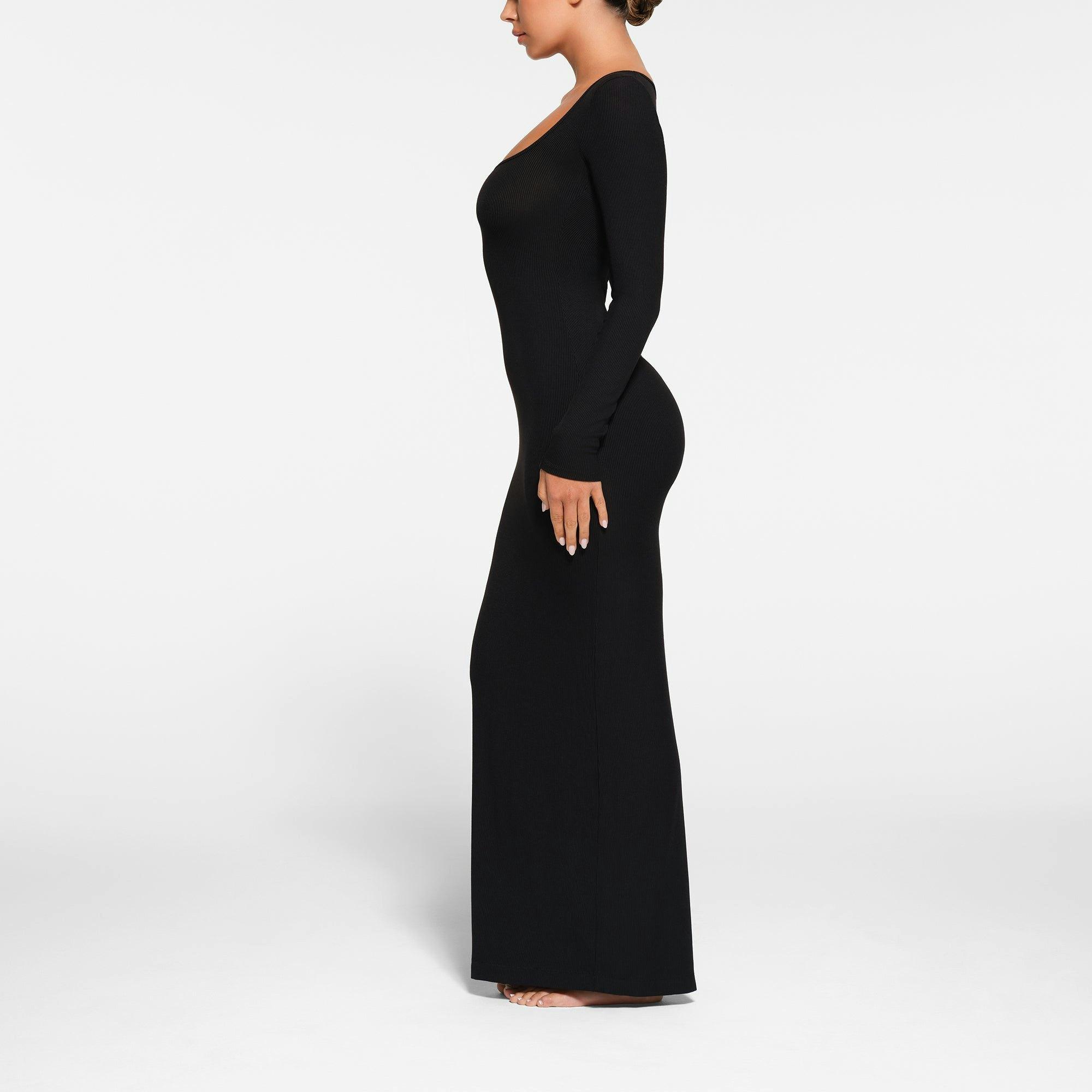 SOFT LOUNGE PETITE LONG SLEEVE DRESS | ONYX Product Image
