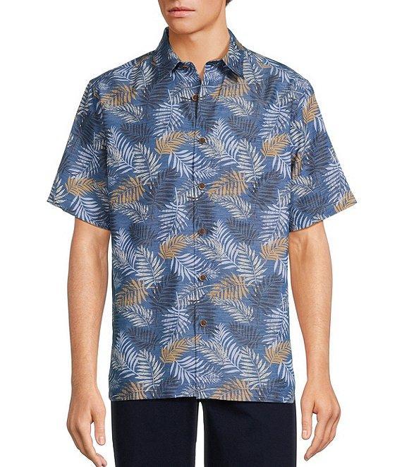 Roundtree & Yorke Short Sleeve Leaf Print Sport Shirt Product Image