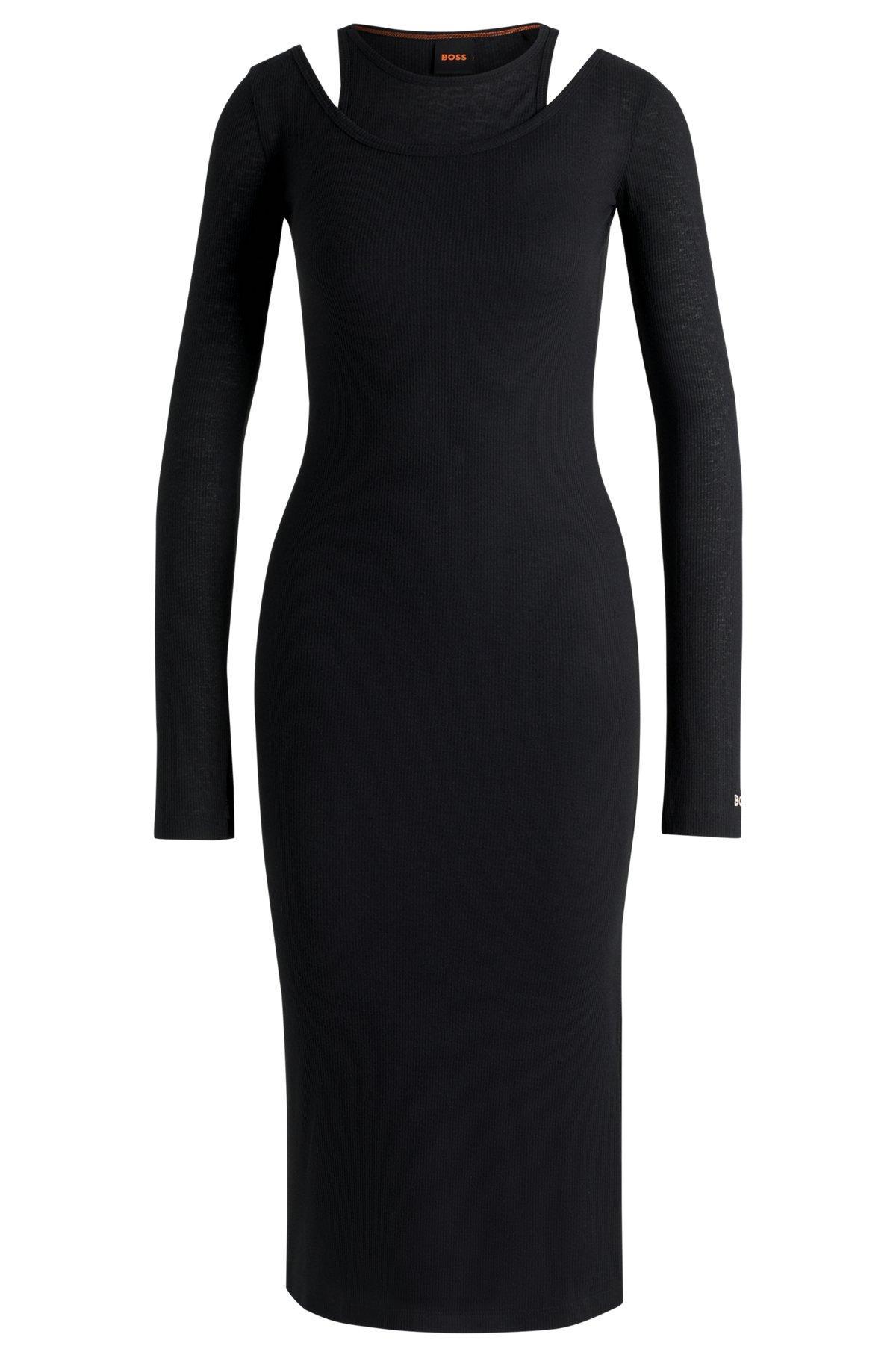 BOSS - Two-in-one dress with layered effect - Black Product Image