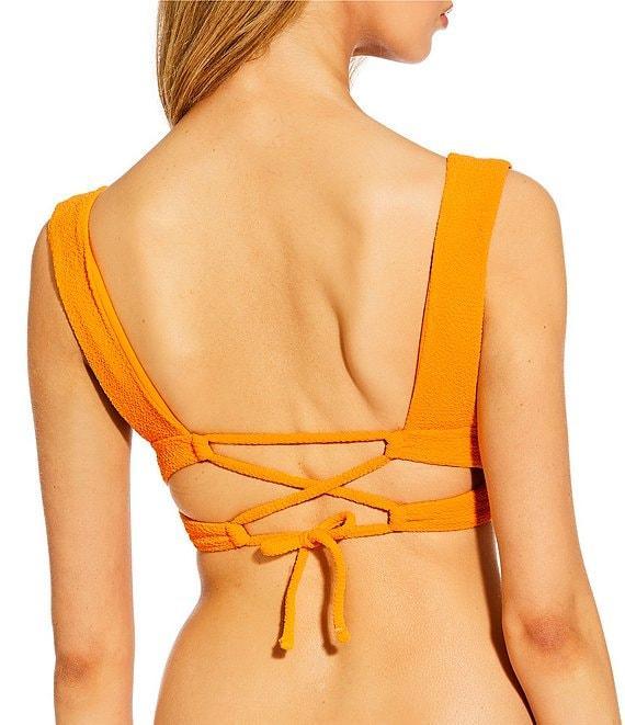 GB Solid Scrunchie Textured Tanga High Leg Hipster Swim Bottom Product Image
