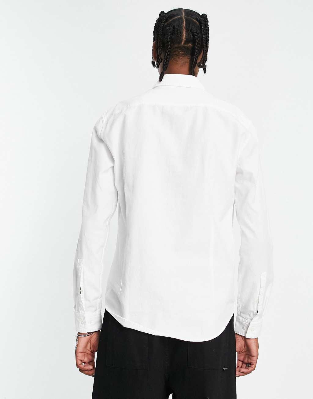 HUGO Evito slim fit long sleeve shirt in white Product Image