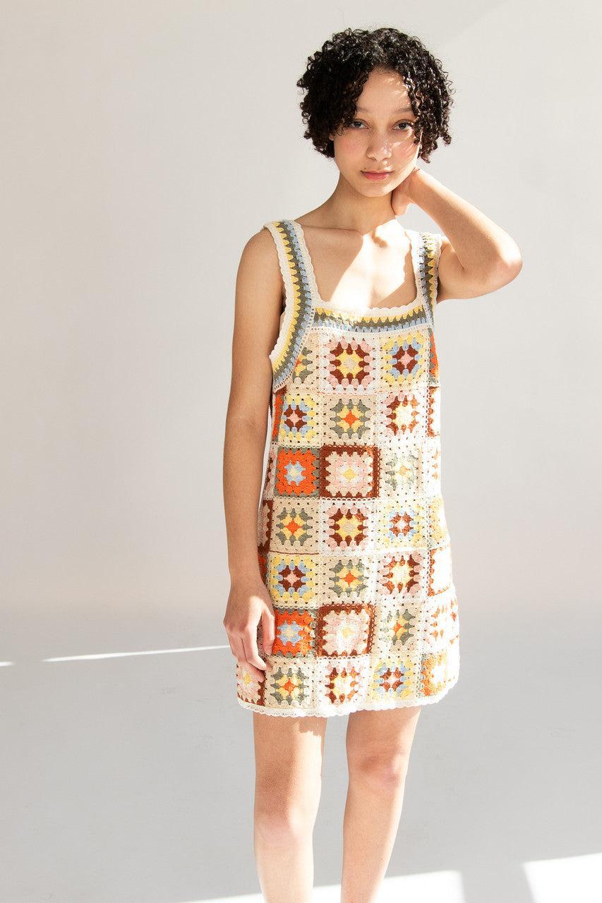 Crochet Granny Square Mini Dress Product Image