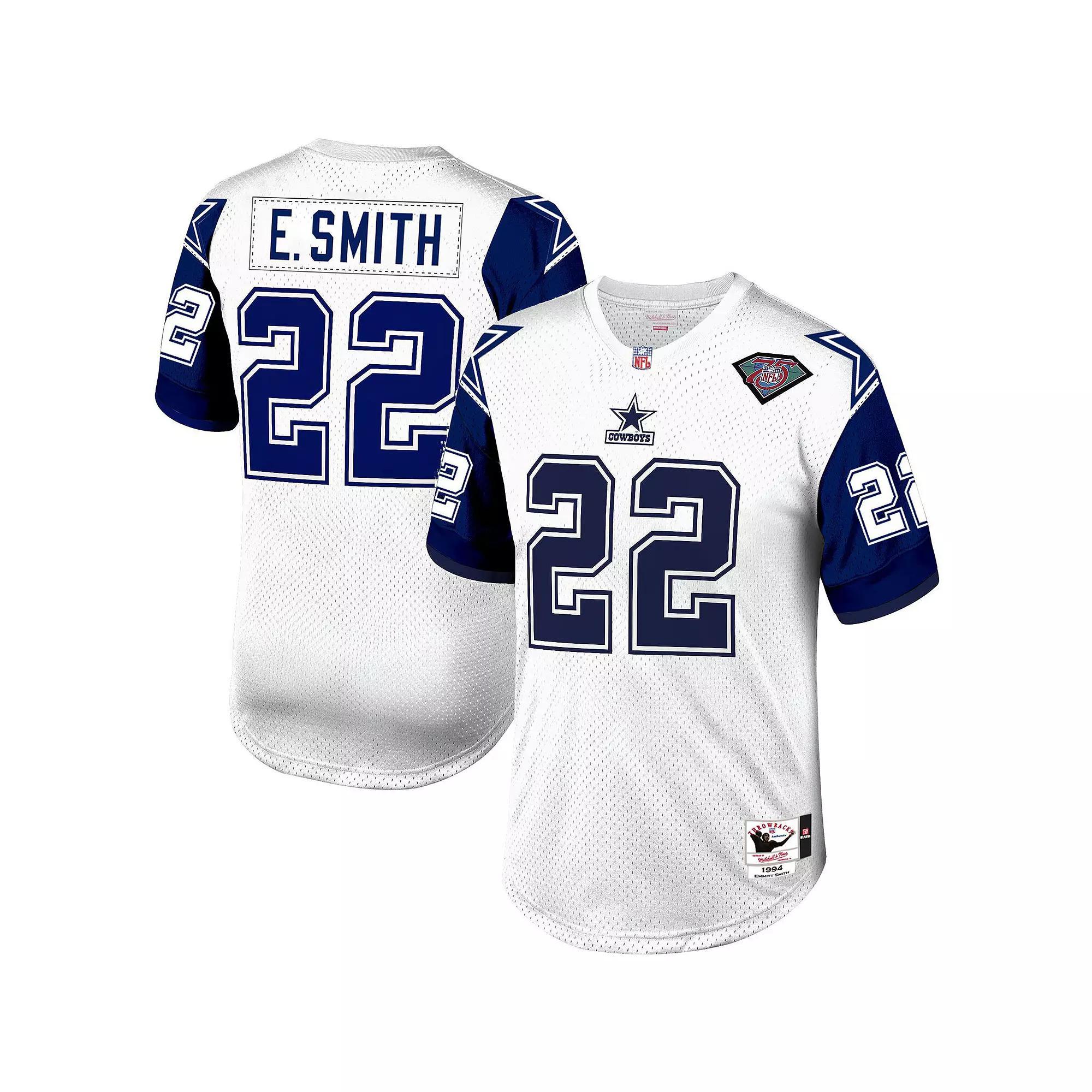 Men's Mitchell & Ness Emmitt Smith White Dallas Cowboys 1996 Authentic Throwback Retired Player Jersey, Size: 52 Product Image