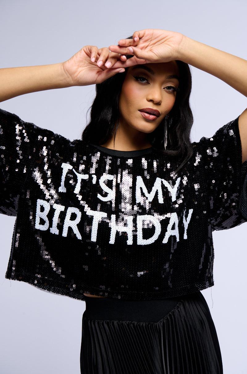 IT'S MY BIRTHDAY SEQUIN T-SHIRT Product Image