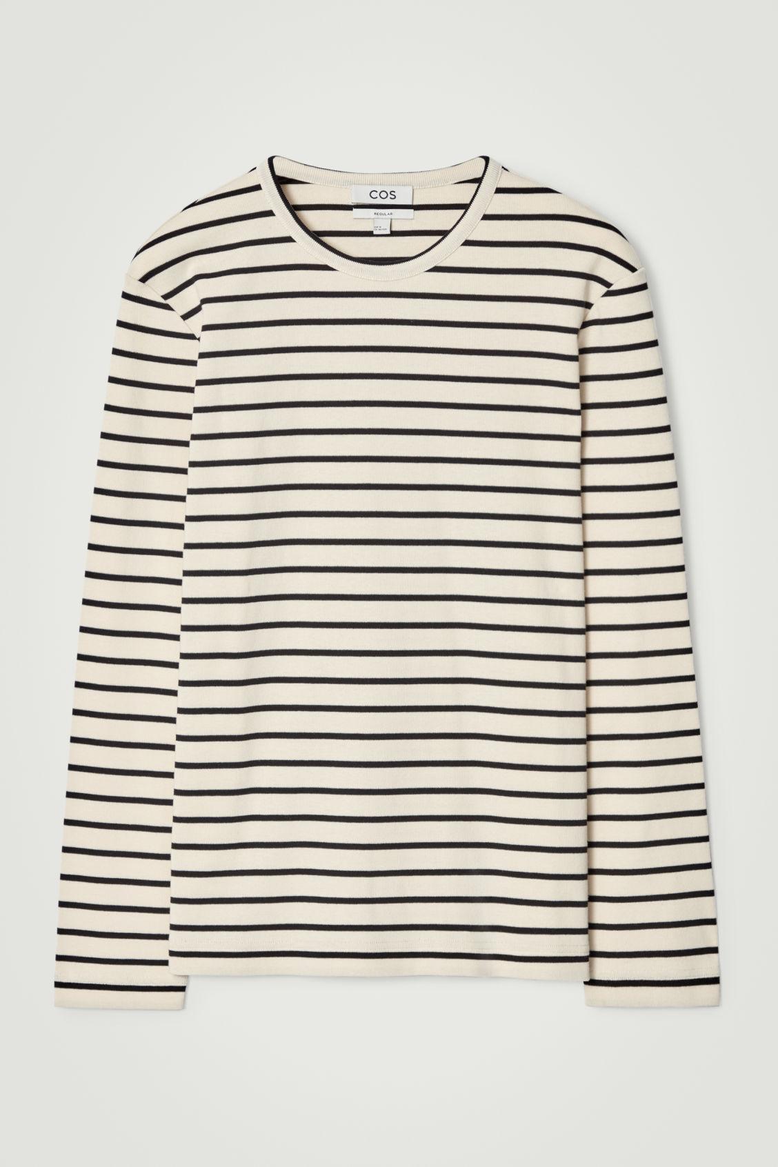 REGULAR STRIPED RIBBED LONG-SLEEVED T-SHIRT Product Image