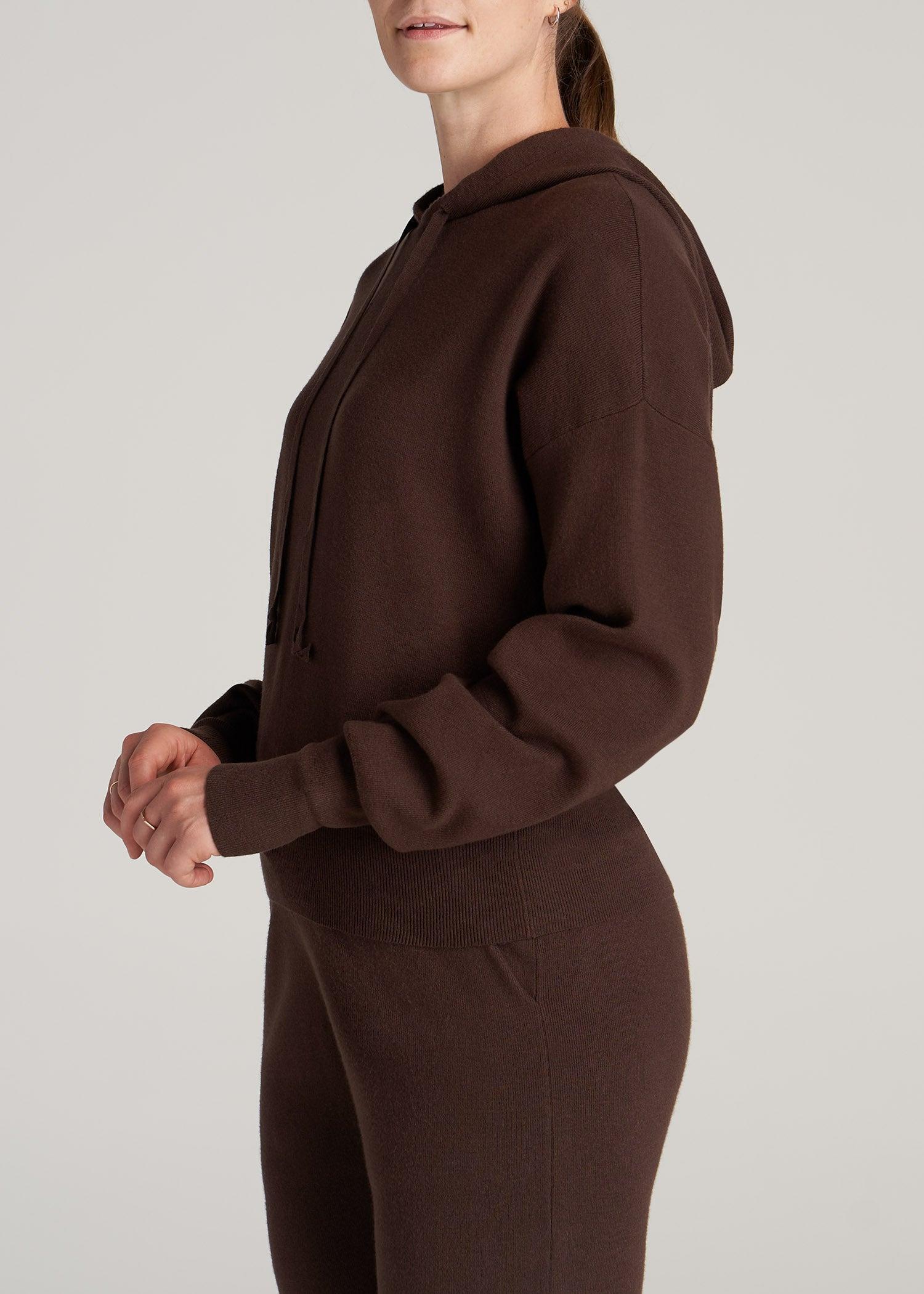 Women's Tall Knit Lounge Hoodie in Chocolate Product Image