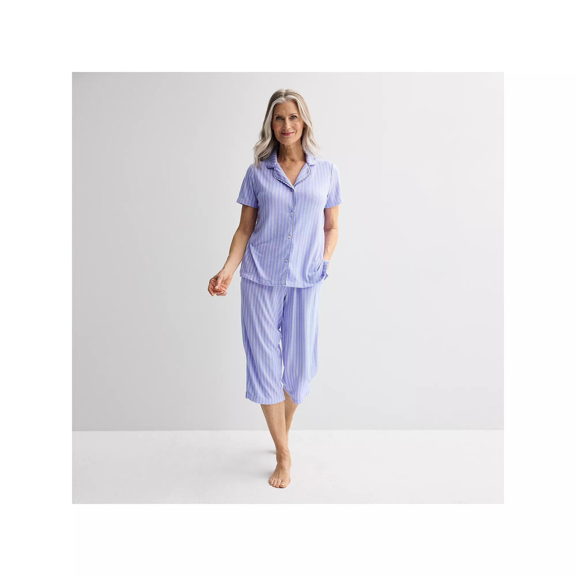 Womens Croft & Barrow Wonderluxe Pajama Top & Pajama Pants Set Product Image