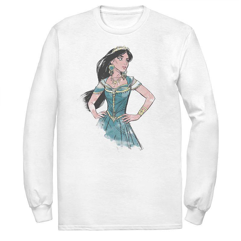 Disney's Aladdin Men's Jasmine Portrait Long Sleeve Graphic Tee, Size: Large, White Product Image