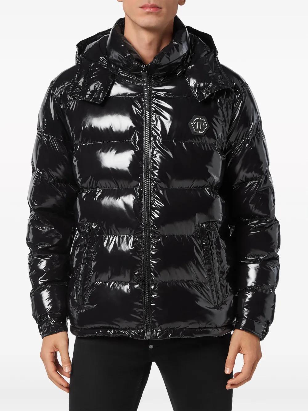 Hexagon logo-plaque padded jacket Product Image