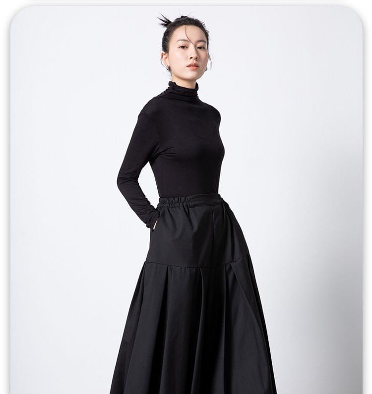 Elastic Waist Plain Pleated Cropped Culottes Product Image