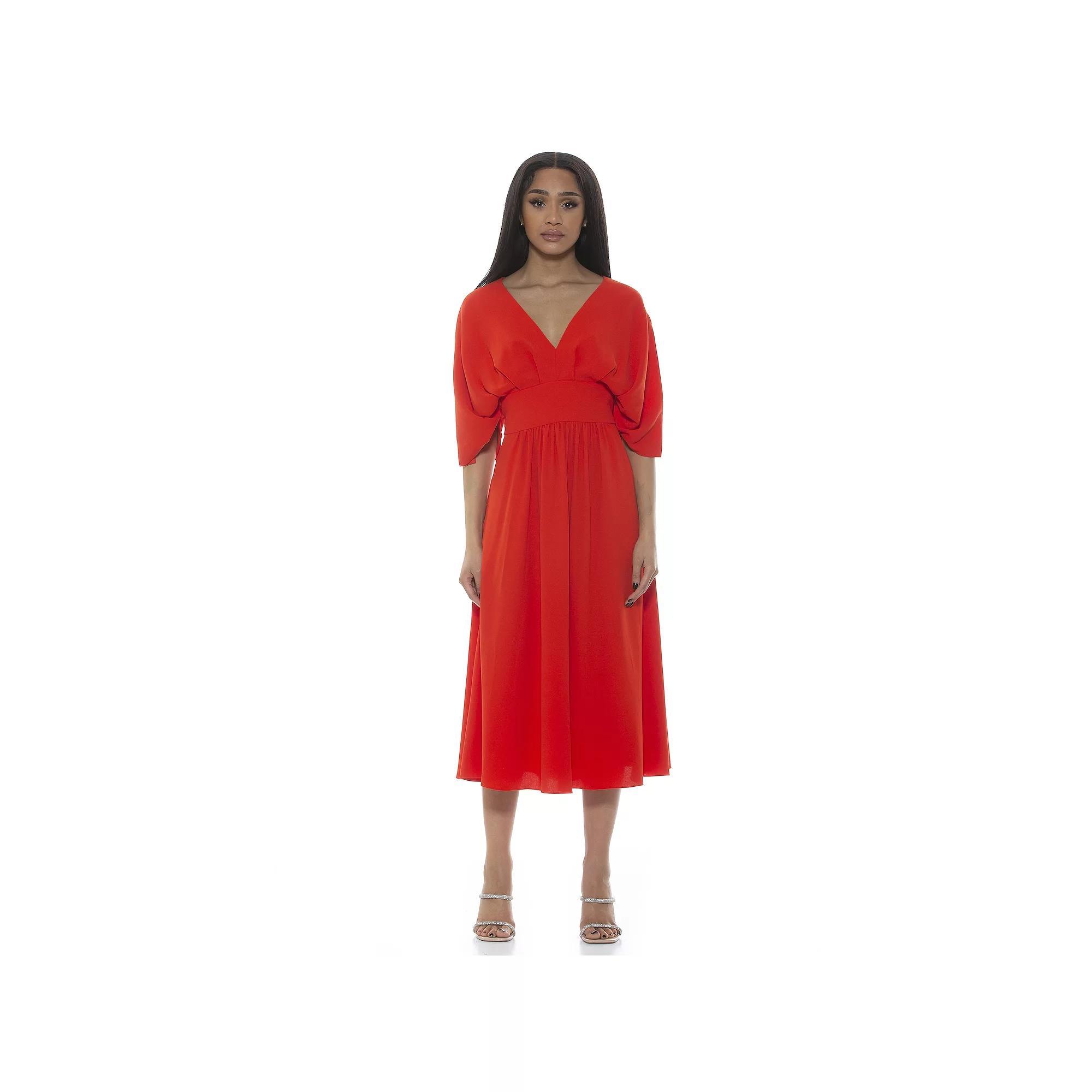 Women's ALEXIA ADMOR August Draped Fit & Flare Midi Dress, Size: 2, Sweet Pea Product Image