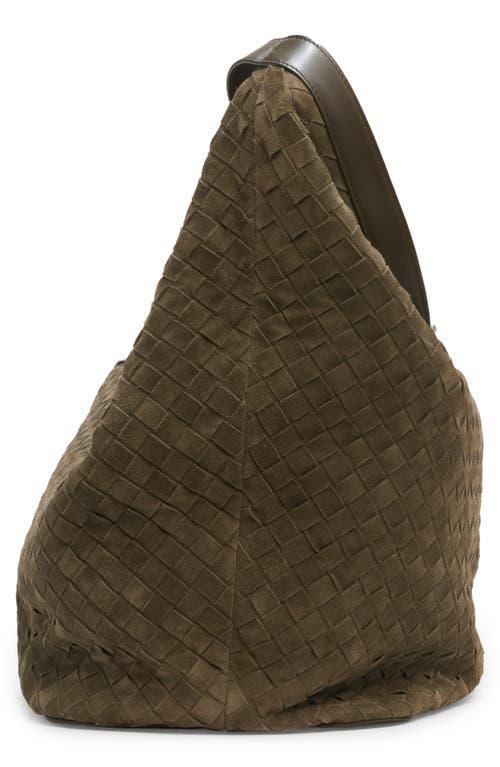 BOTTEGA VENETA Large Intrecciato Suede Passenger Crossbody Bag In Camping/khaki Product Image