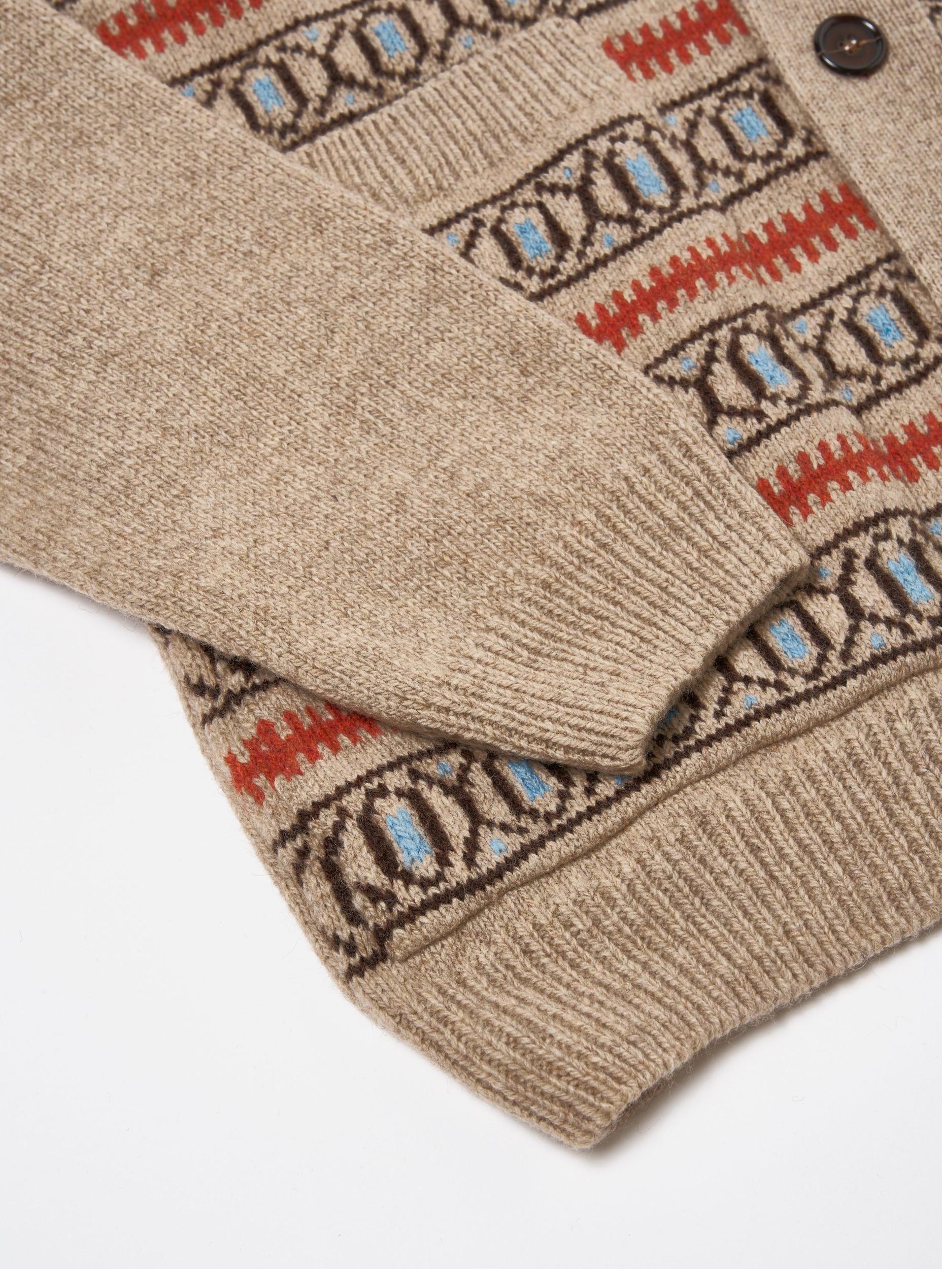Universal Works Langdale Cardigan in Oatmeal Eco Wool Product Image