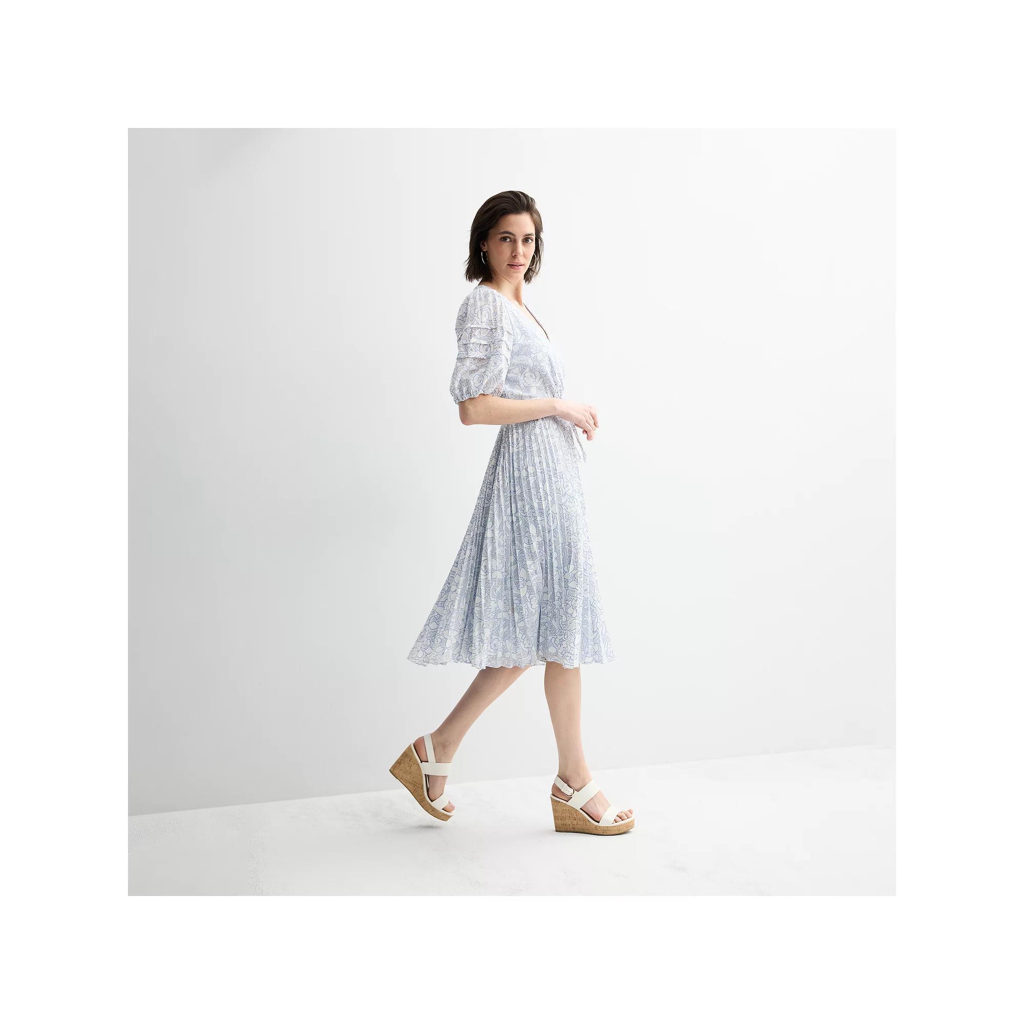 Women's Maison Tara Rose Lace Pleated Midi Dress, Size: 8, Peri Blue Product Image