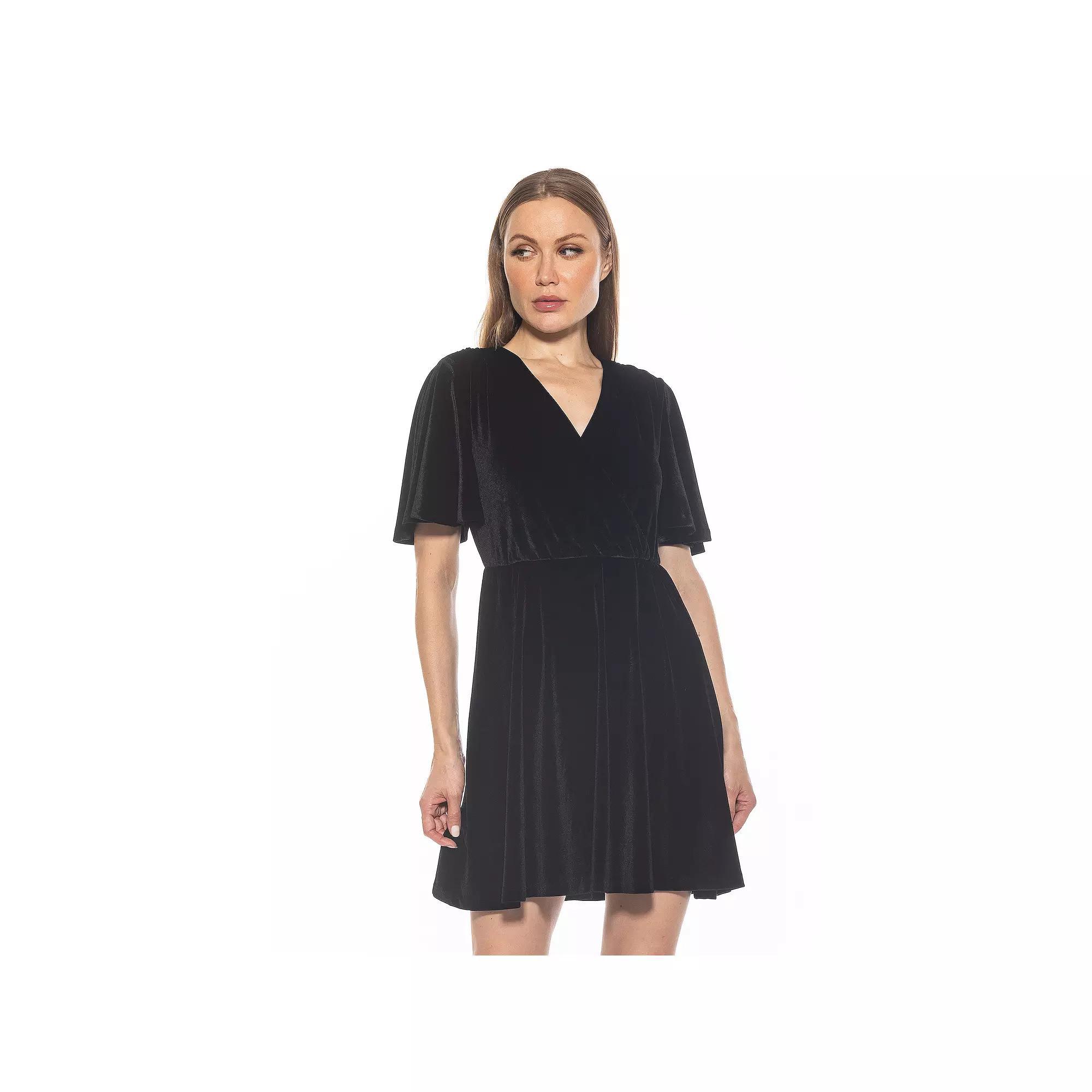 Women's ALEXIA ADMOR Oakless Flutter Sleeve Fit & Flare Dress, Size: Small, Black Product Image