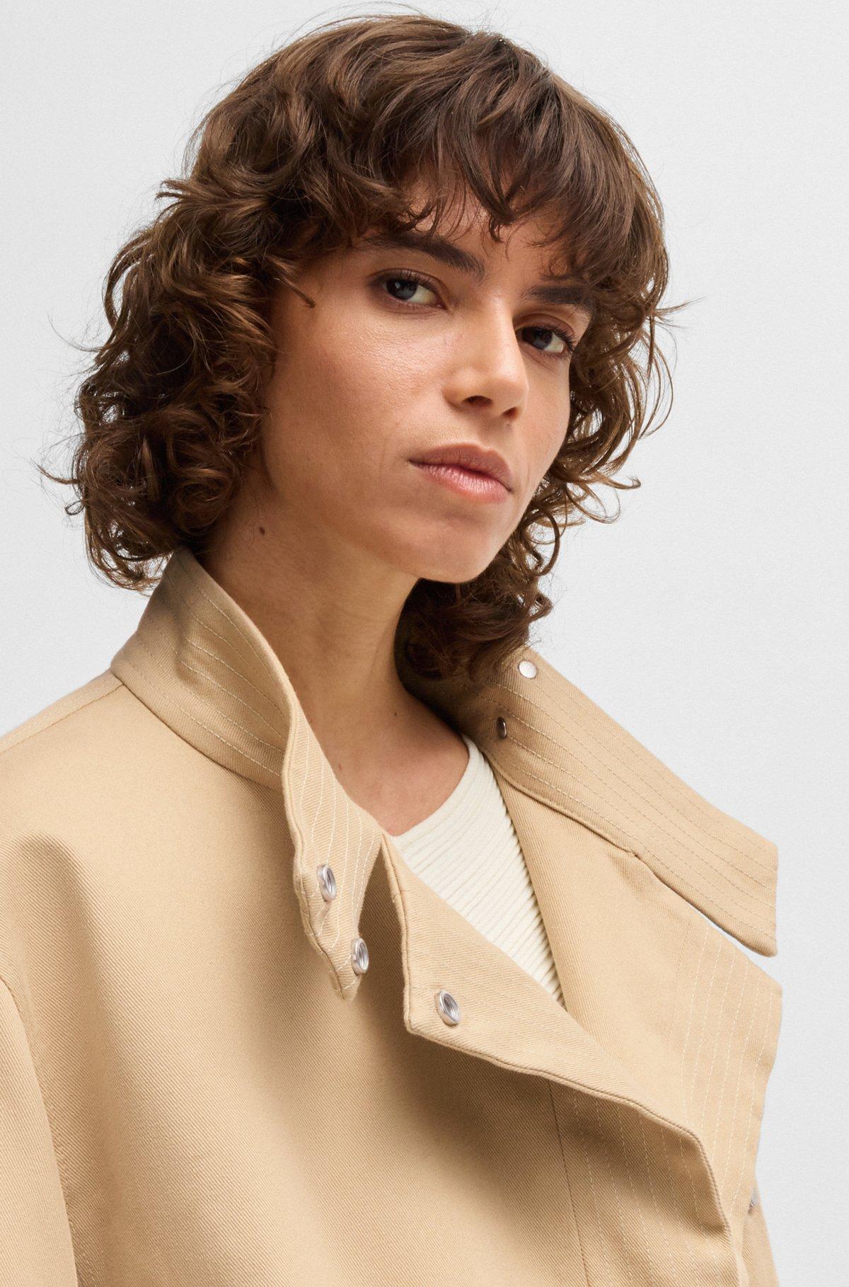 Stand-collar blazer in stretch-cotton twill Product Image