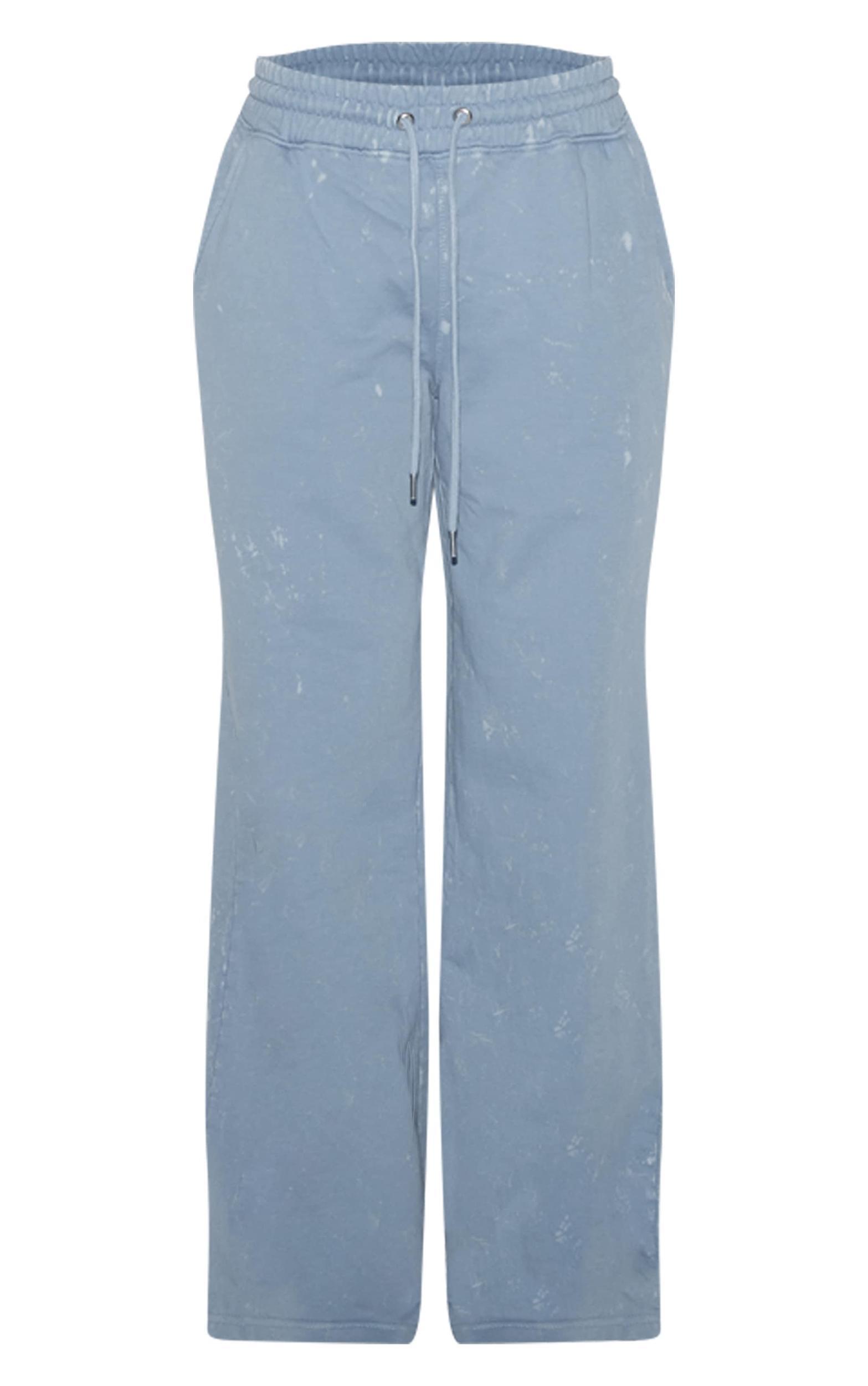  Blue Washed Low Rise Oversized Wide Leg Sweatpants Product Image