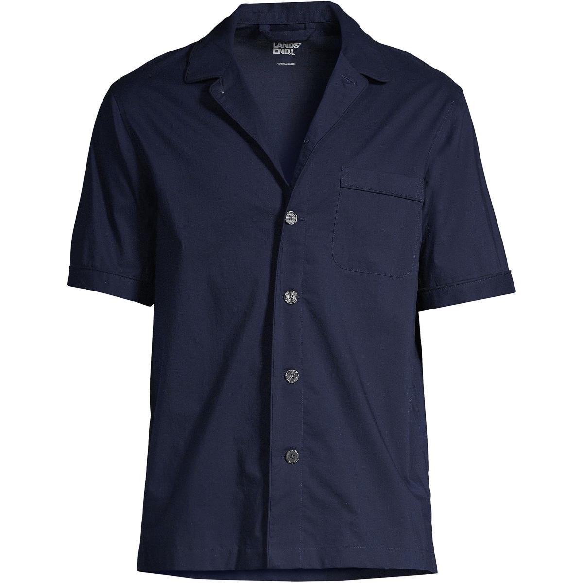 Men's Lands' End Poplin Pajama Shirt, Size: Large, Blue Chambray Product Image