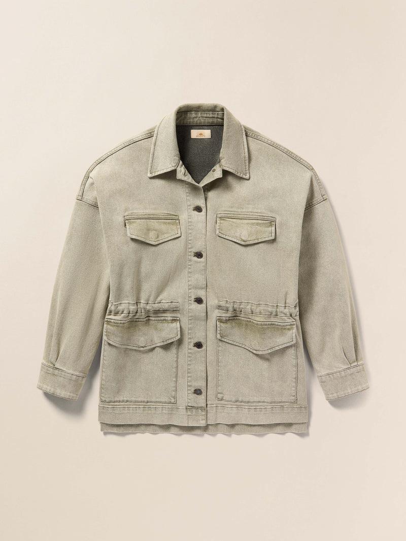 Sunwashed Denim Utility Jacket - Olive Haze Wash Product Image