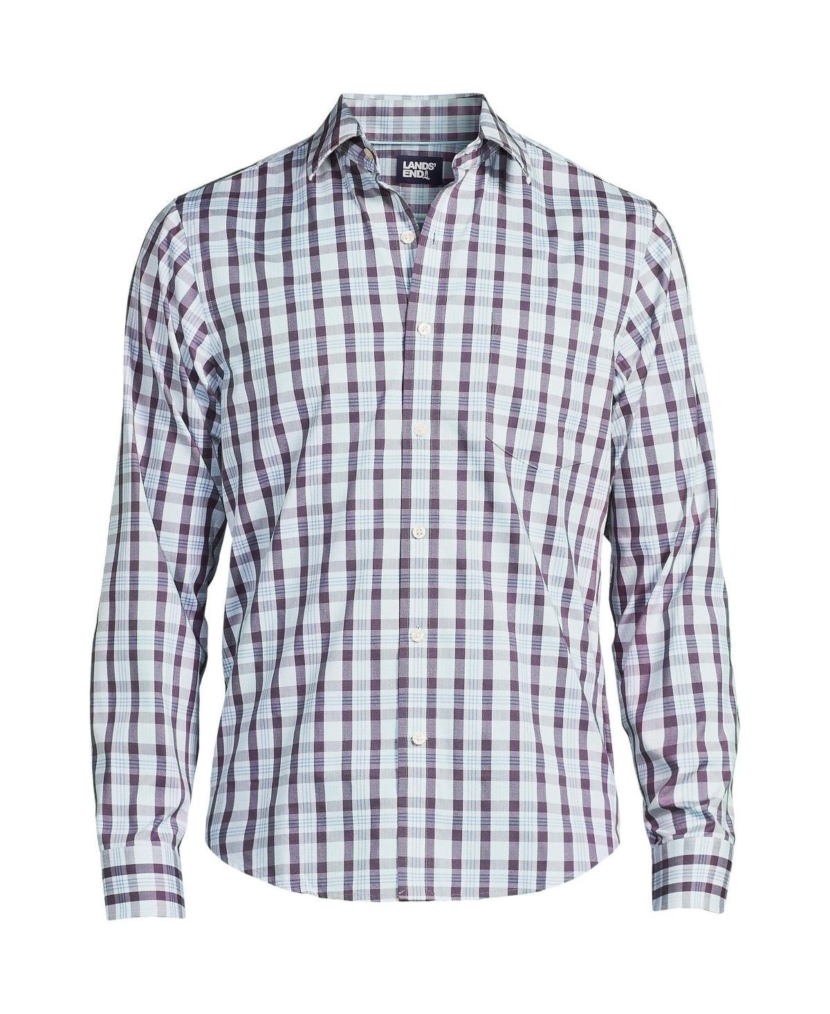 Men's Lands' End Traditional Fit Travel Button-Down Shirt, Size: XXL, Blue Fine Stripe Product Image