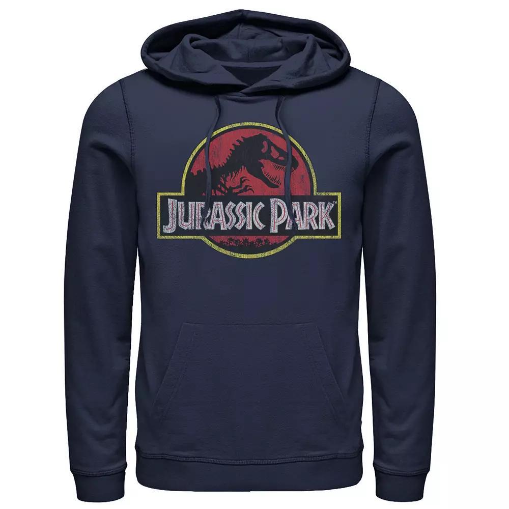 Men's Jurassic Park Distressed Original Park Logo Graphic Pullover Hoodie, Size: 3XL, Blue Product Image