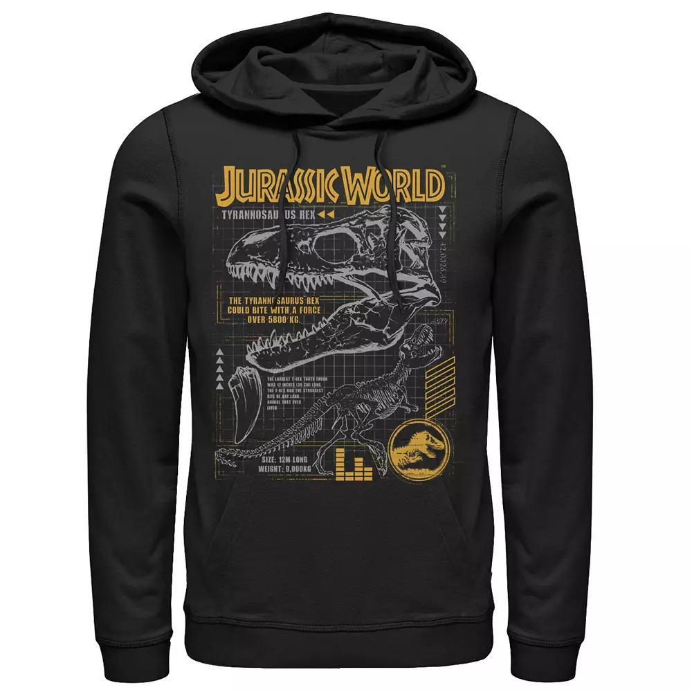 Men's Jurassic World Two T-Rex Orange Schematic Hoodie, Size: Medium, Black Product Image
