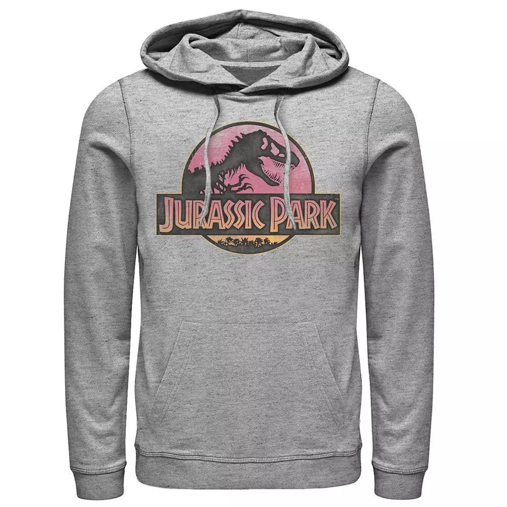 Mens Jurassic Park Logo Gradient Sunset Graphic Pullover Hoodie Blue Product Image
