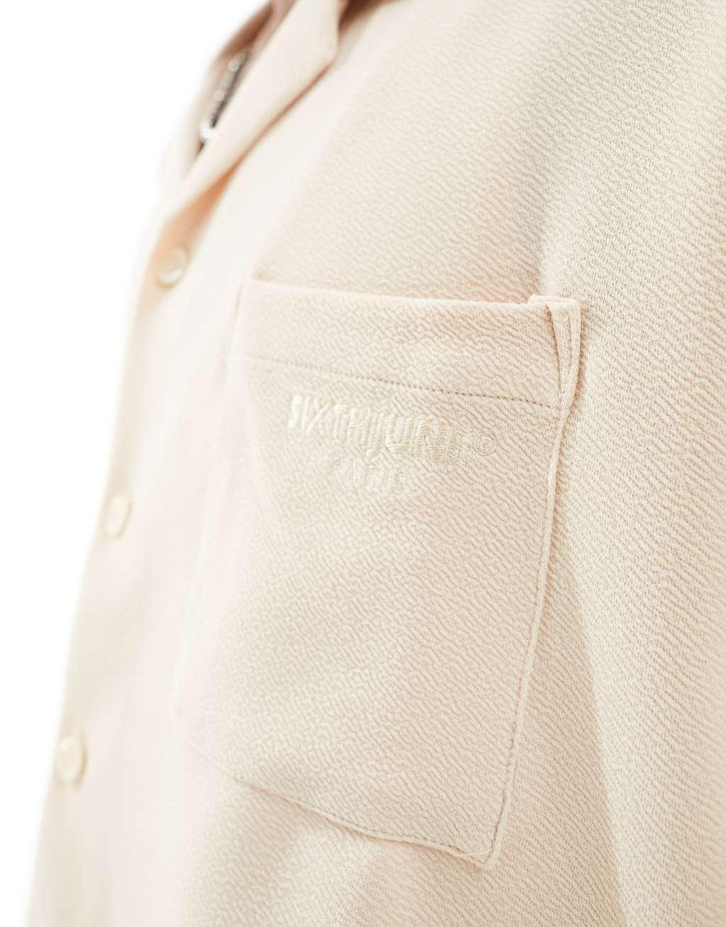 Sixth June textured short sleeve shirt in beige - part of a set Product Image