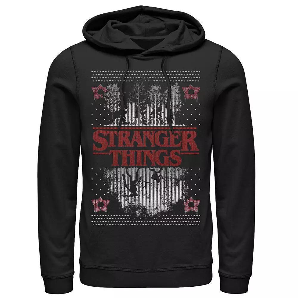 Men's Netflix Stranger Things Ugly Christmas Sweater Style Hoodie, Size: Large, Black Product Image