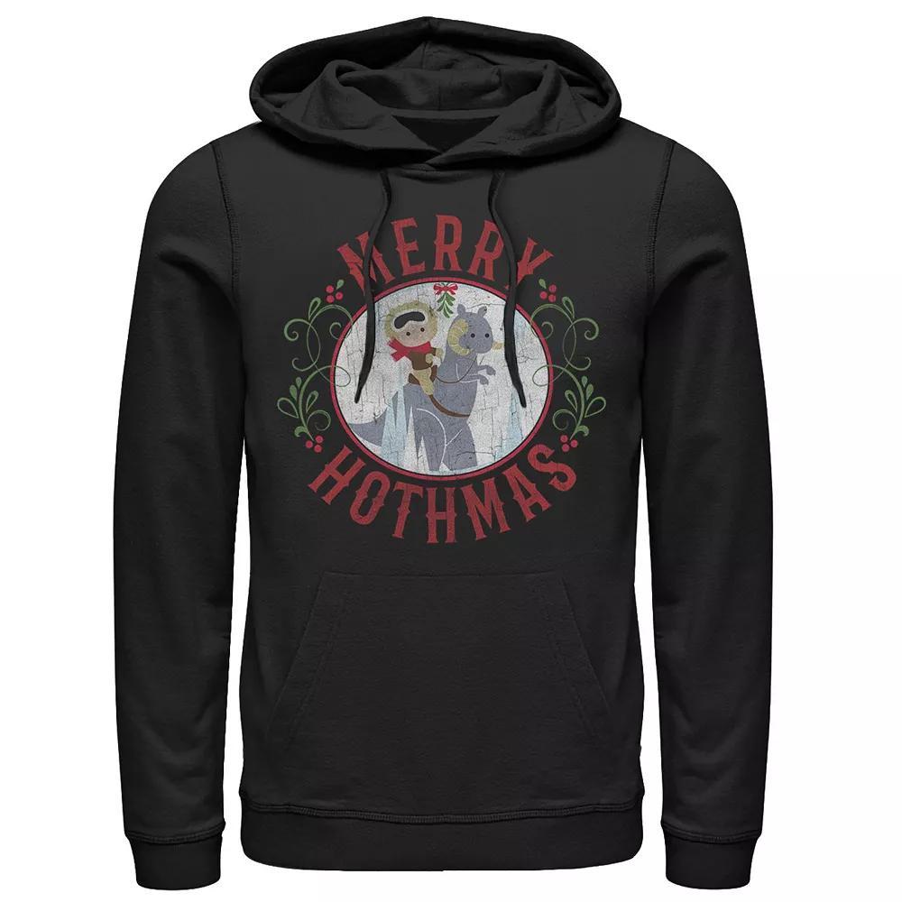 Men's Star Wars Merry Hothmas Cute Cartoon Mistletoe Circle Hoodie, Size: Small, Blue Product Image