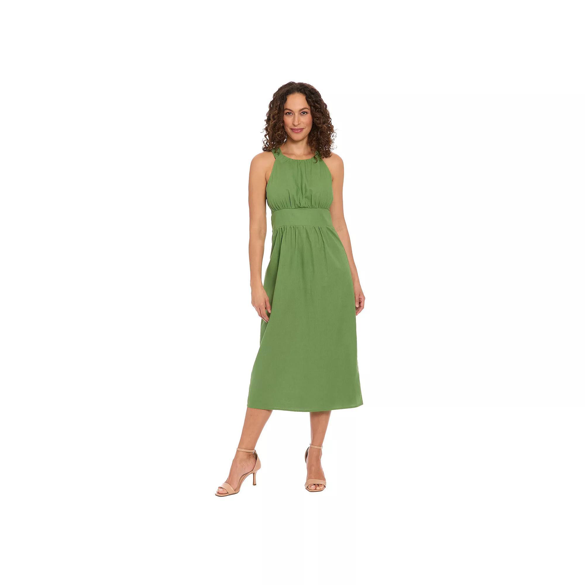 Women's London Times Halter Inset Waist Midi Dress, Size: 16, Green Product Image