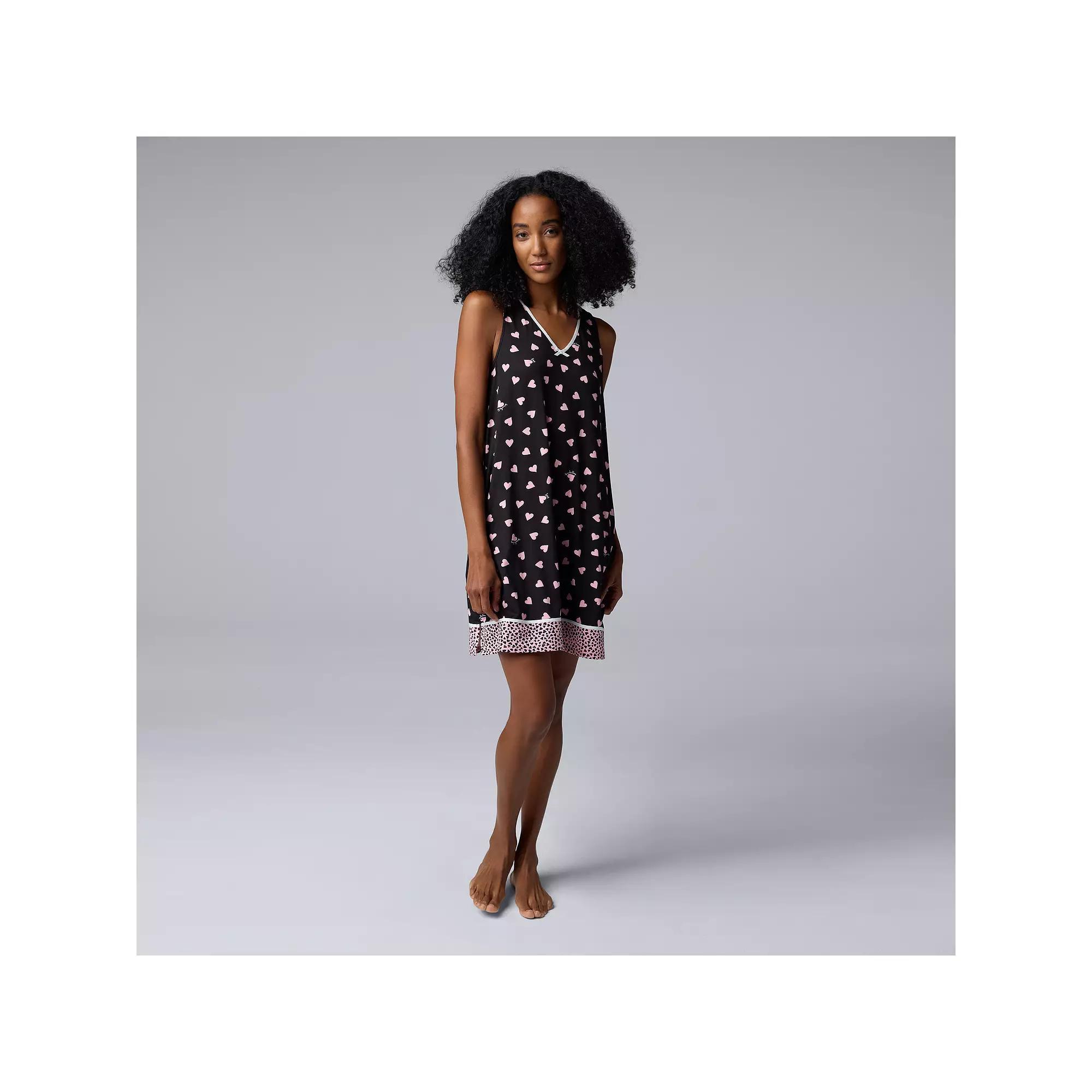 Women's Simply Vera Vera Wang Chemise, Size: Small, Red Ditsy Product Image