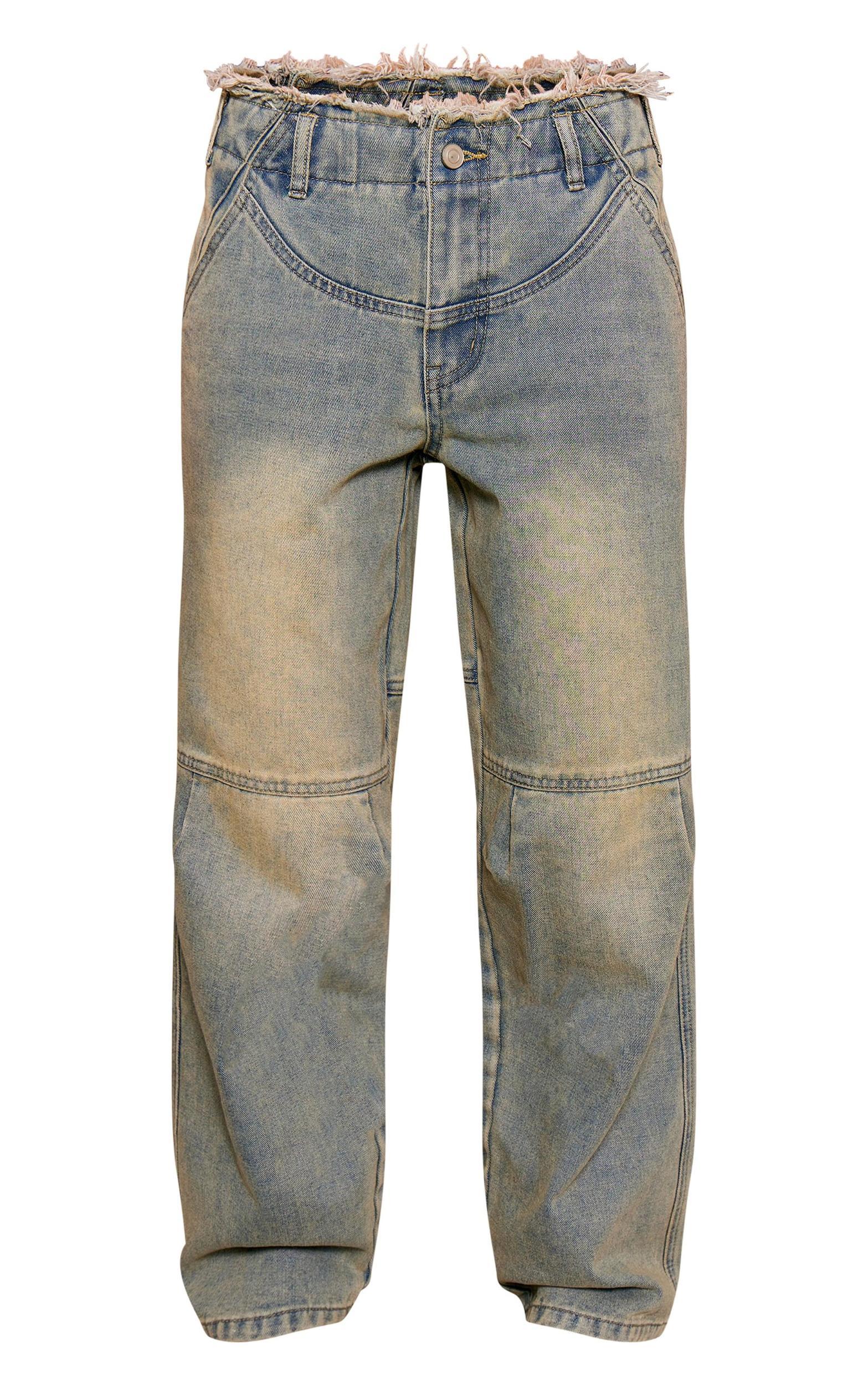 Petite Vintage Frayed Edge Waistband Boyfriend Jeans Product Image