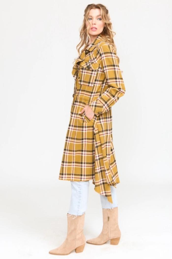 Coco Plaid Trench Coat Product Image