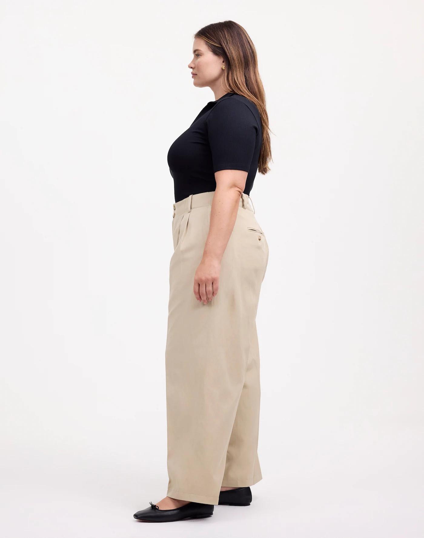 The Plus Harlow Wide-Leg Pant in Drapey Twill Product Image
