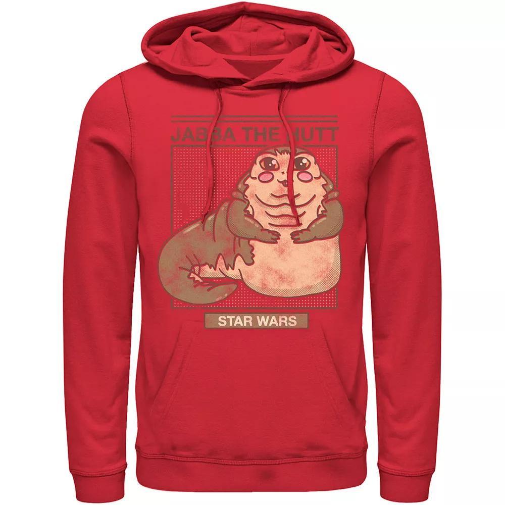Men's Star Wars Jabba The Hutt Cartoon Cute Portrait Grid Hoodie, Size: XL, Red Product Image