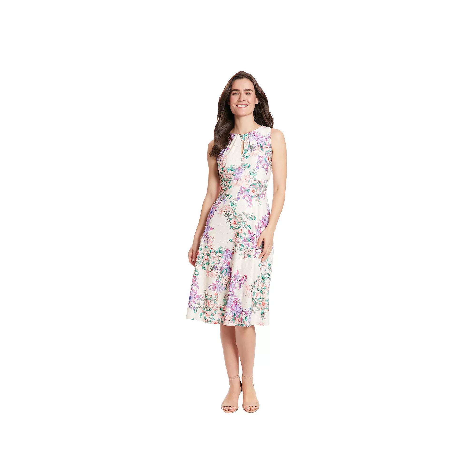 Women's London Times Eyelet Keyhole Neck Midi Dress, Size: 8, Yellow Product Image
